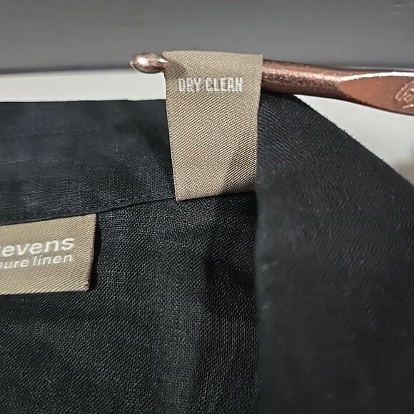 Black Linen Crop Wrap Top Sz6 S/M Y2K 90s Corp Boho Chic Button Grunge Punk Rock - Picture 13 of 13